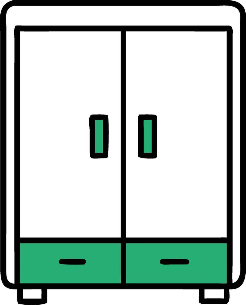 Minimalistic Green Wardrobe Illustration for Interior Design Projects vector