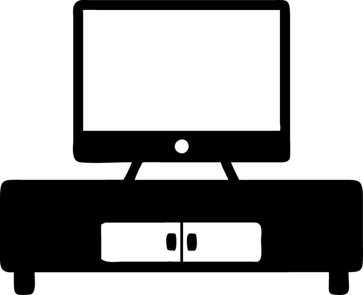 Minimalistic TV Stand and Flat Screen Display Illustration for Interior Design vector