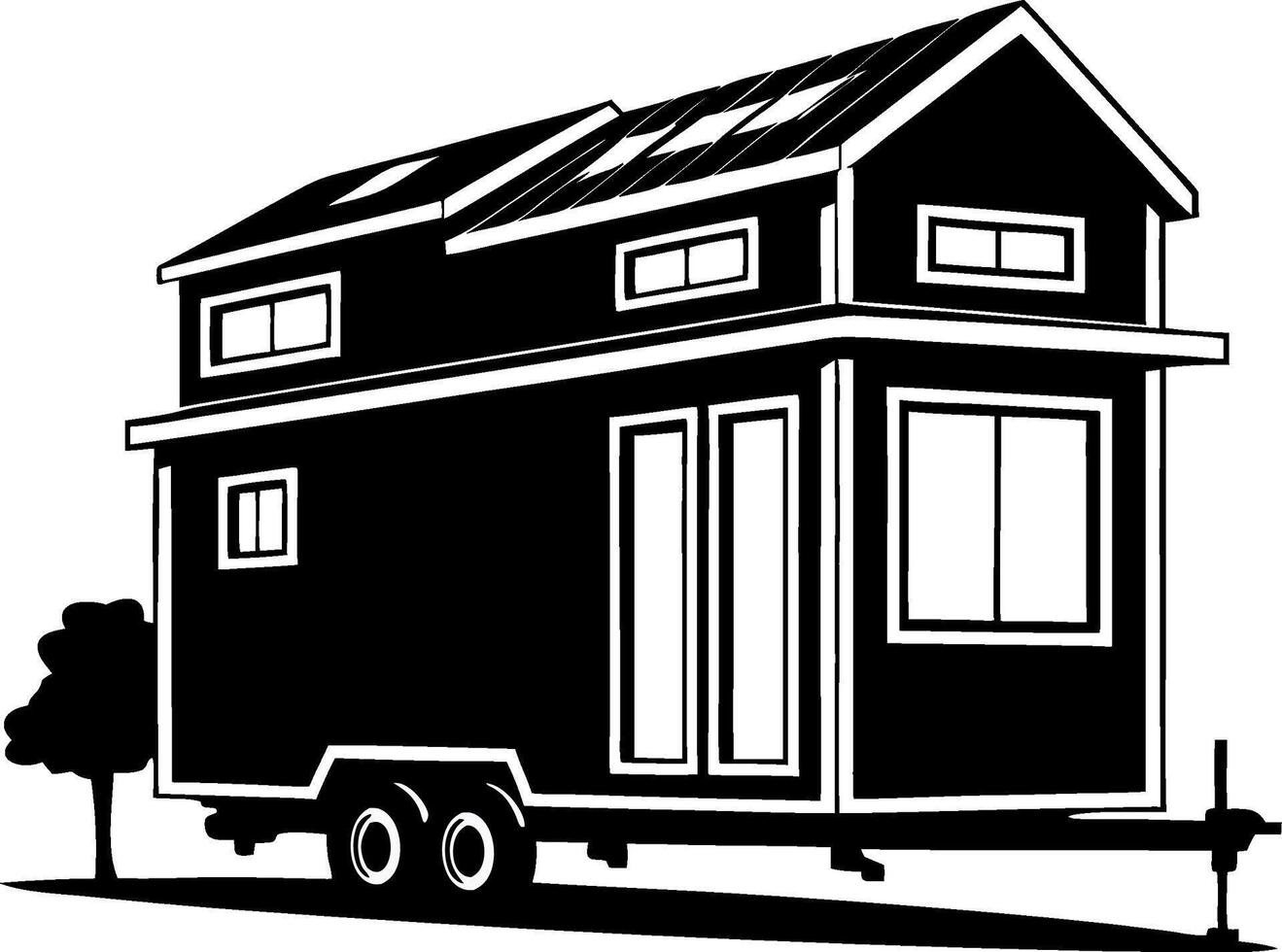 Modern Eco Friendly Tiny House on Wheels with Solar Panels Art vector