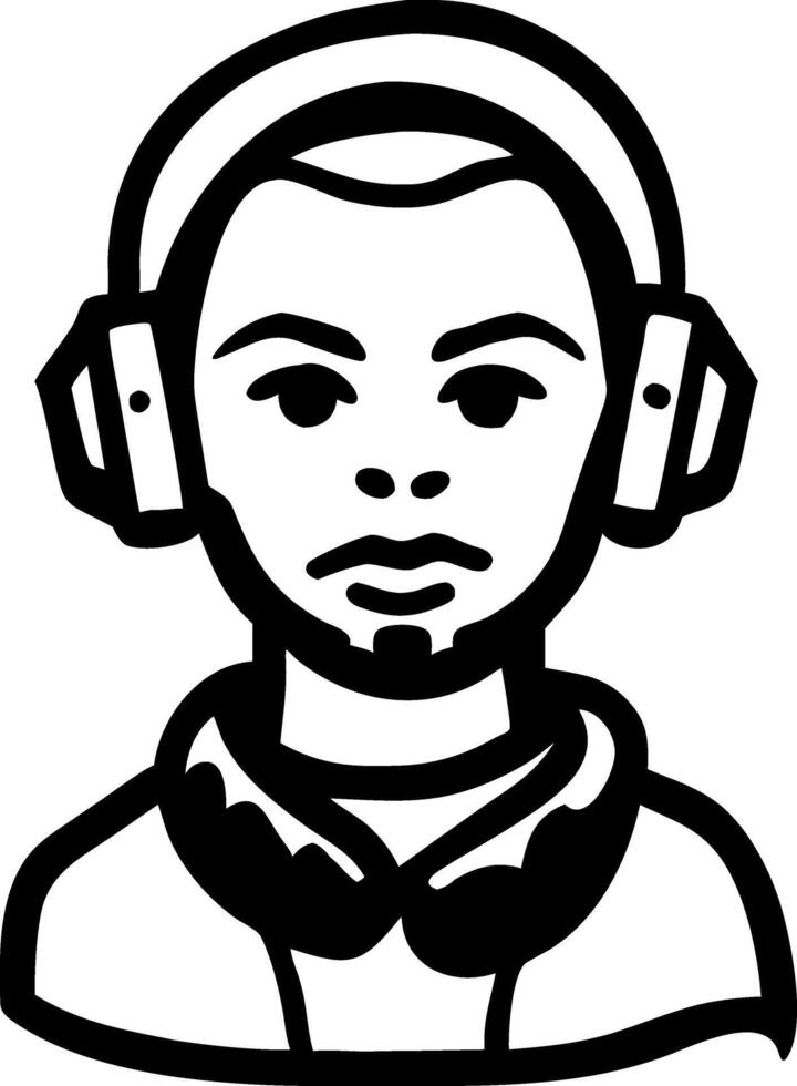 Modern Art of Man with Headphones for Music Design vector