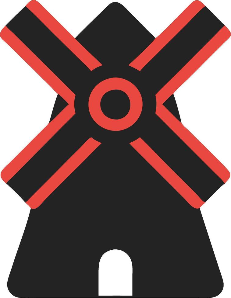 Modern Windmill Silhouette Illustration for Design and Education Uses vector