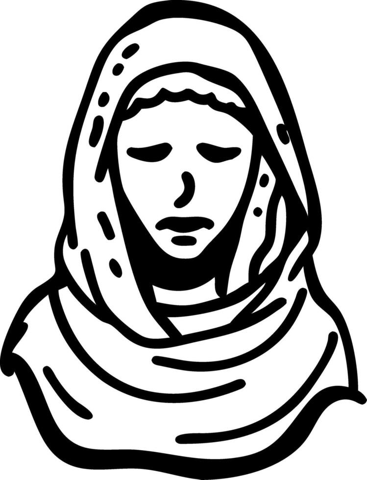 Monochrome Sacred Figure in Hooded Garment Illustration vector