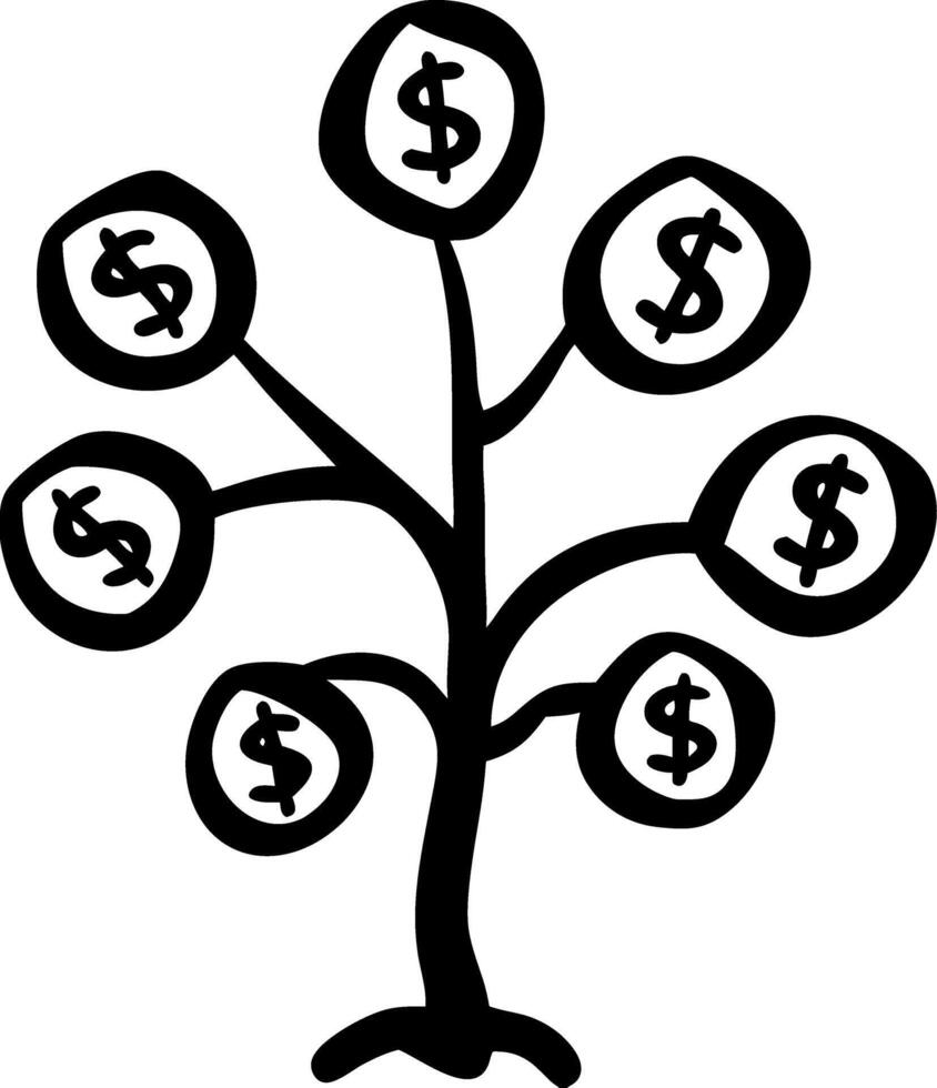Money Tree Illustration Symbolizing Financial Growth and Wealth Potential vector