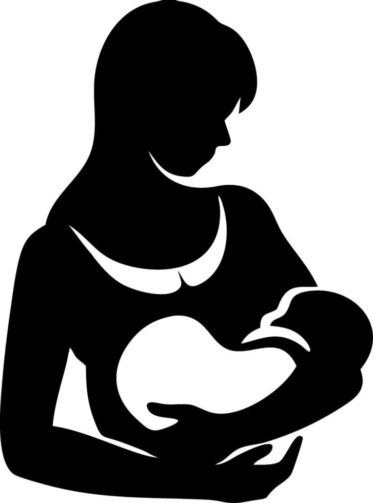 Mother Holding Baby Silhouette Illustration for Parenting Design and Decoration vector