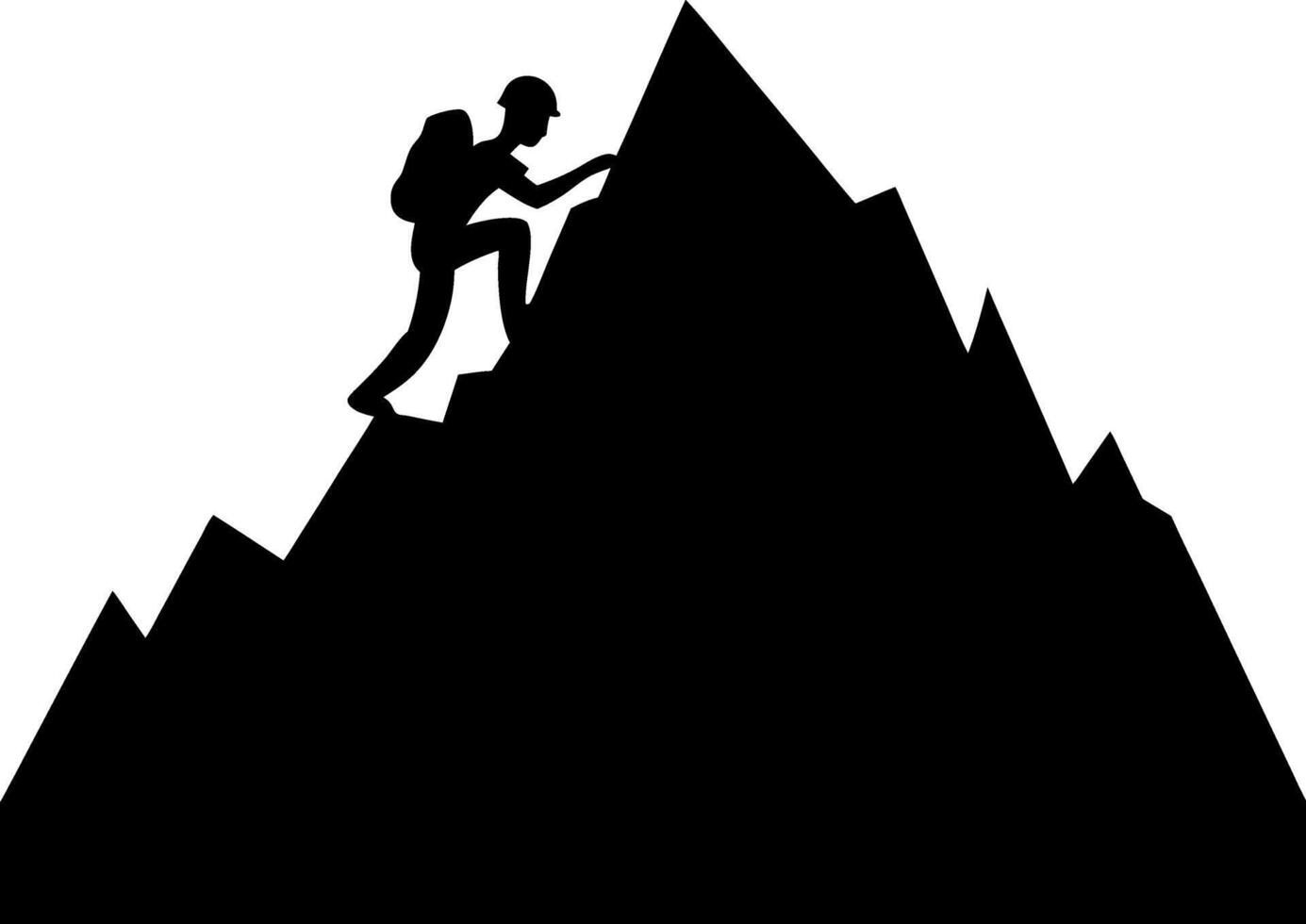 Mountain Climber Silhouette Ascending Summit Adventure vector