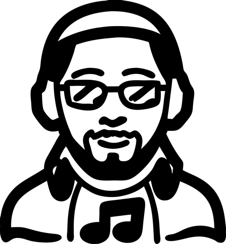 Music Enthusiast Art Hipster Headphones Glasses Design vector
