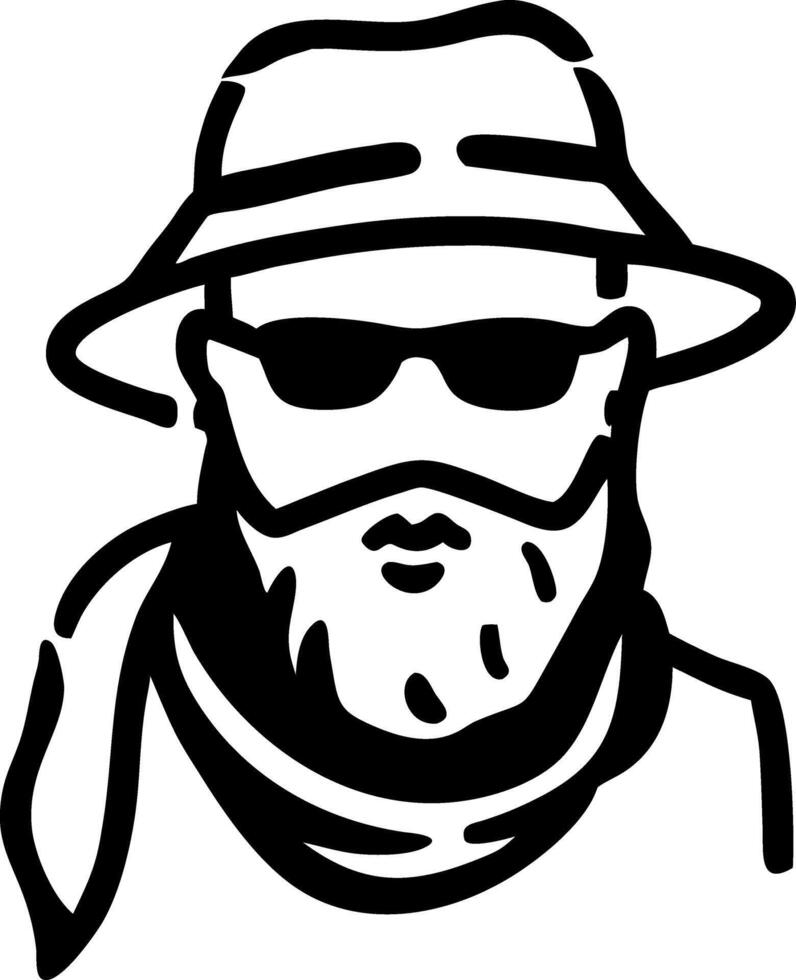 Mysterious Bearded Man with Sunglasses and Hat Illustration vector