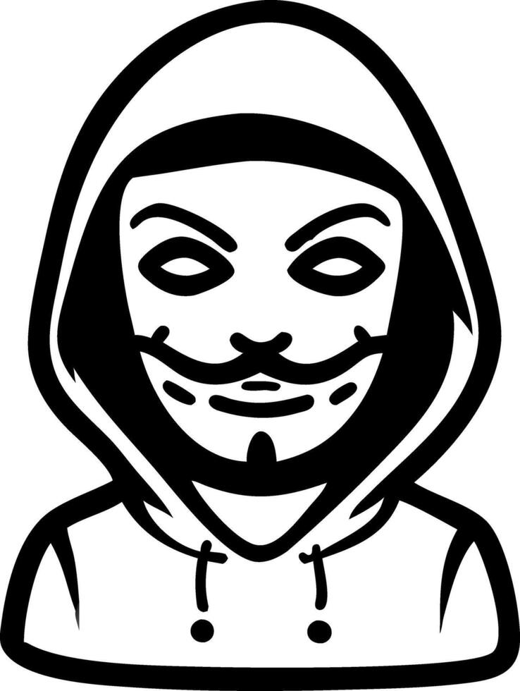 Mysterious Hooded Masked Face Art for Tattoo Design and Graphic Projects vector