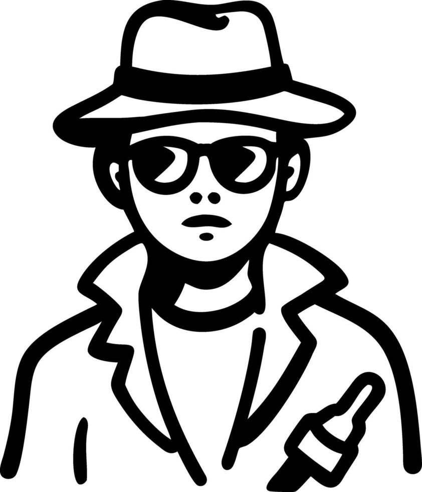 Mysterious Detective Spy Illustration with Hat and Sunglasses vector