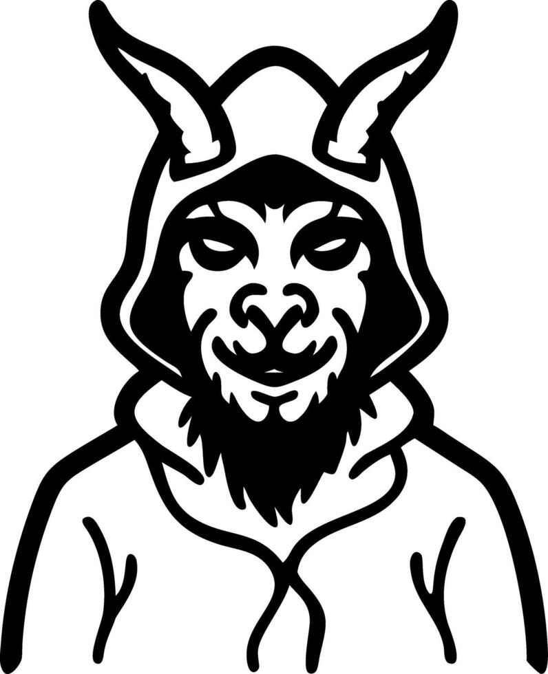 Mysterious Hooded Goat Demon Art for Tattoo and Coloring Books vector