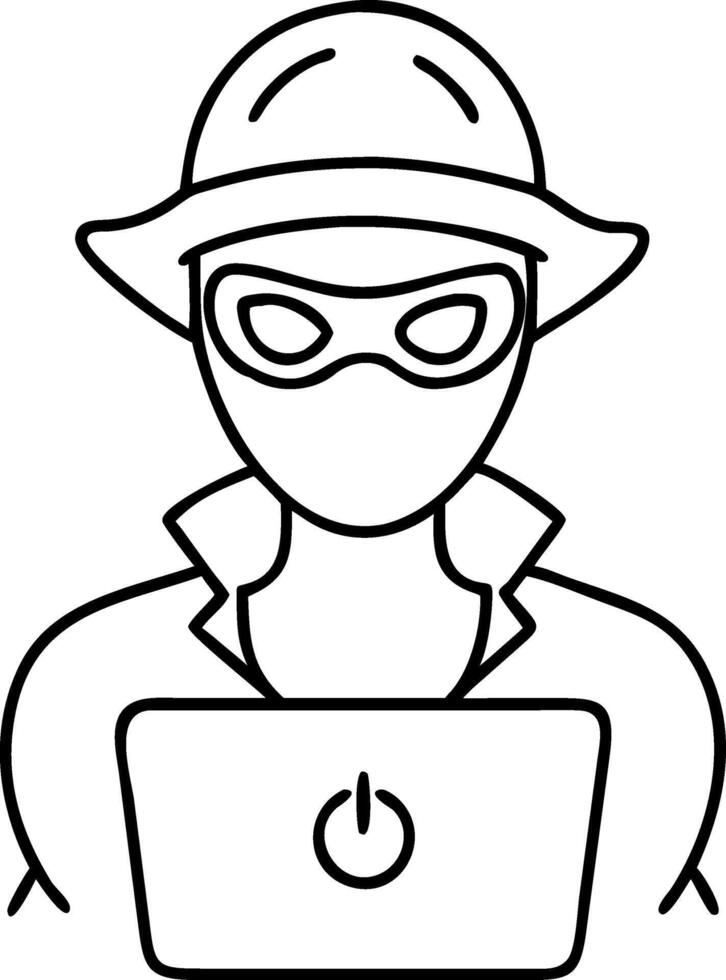 Mysterious Hacker in Outline Style for Cybersecurity Applications vector