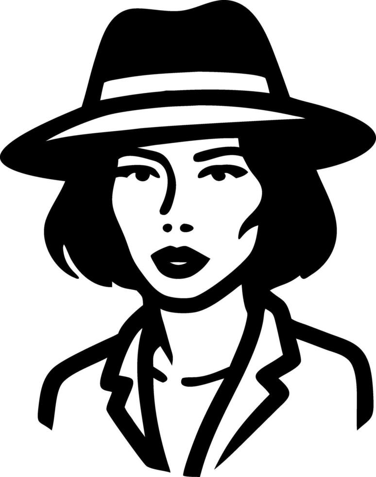 Mysterious Woman in Hat Illustration for Art Design and Fashion Projects vector