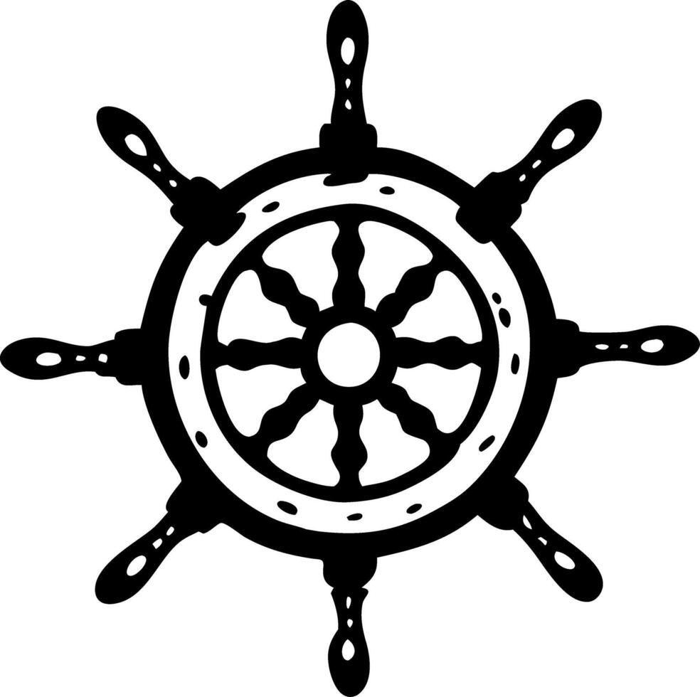 Nautical Ship Wheel Silhouette for Maritime Design and Decor vector