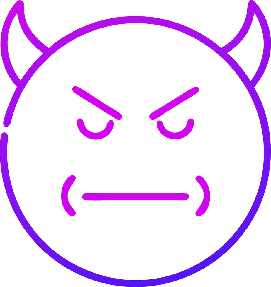 Neon Purple Evil Emoji Face with Horns Illustration vector