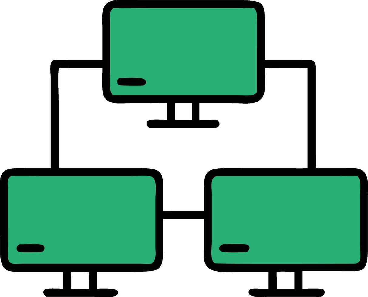 Network Diagram Green Monitors Illustration for Technology Concepts vector