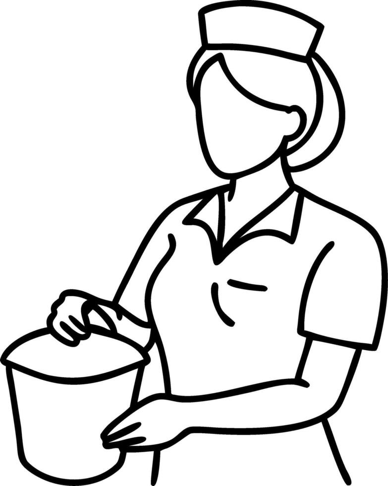 Nurse Holding Bucket Illustration for Medical and Healthcare Design vector