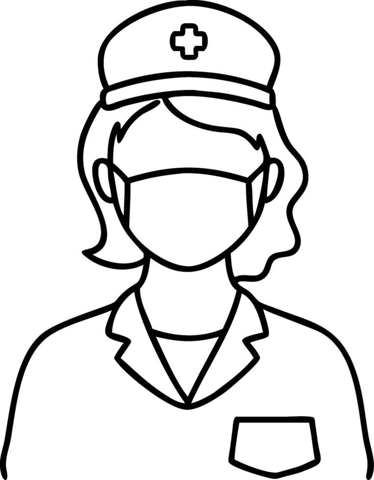 Nurse Illustration Wearing Mask for Medical Healthcare Design Use vector