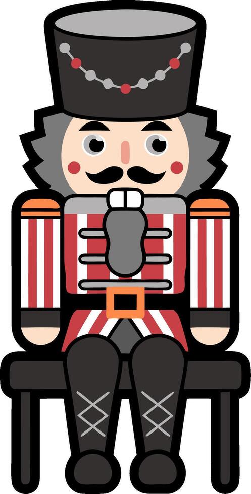 Nutcracker Soldier Classic Christmas Holiday Decoration Art vector