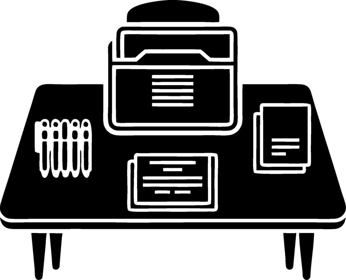 Office Desk with Printer and Stationery Illustration for Work Organization vector