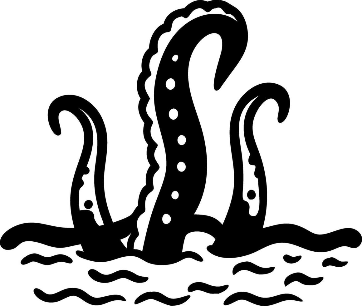 Octopus Tentacles Rising from Ocean Waves Illustration for Tattoos and Designs vector