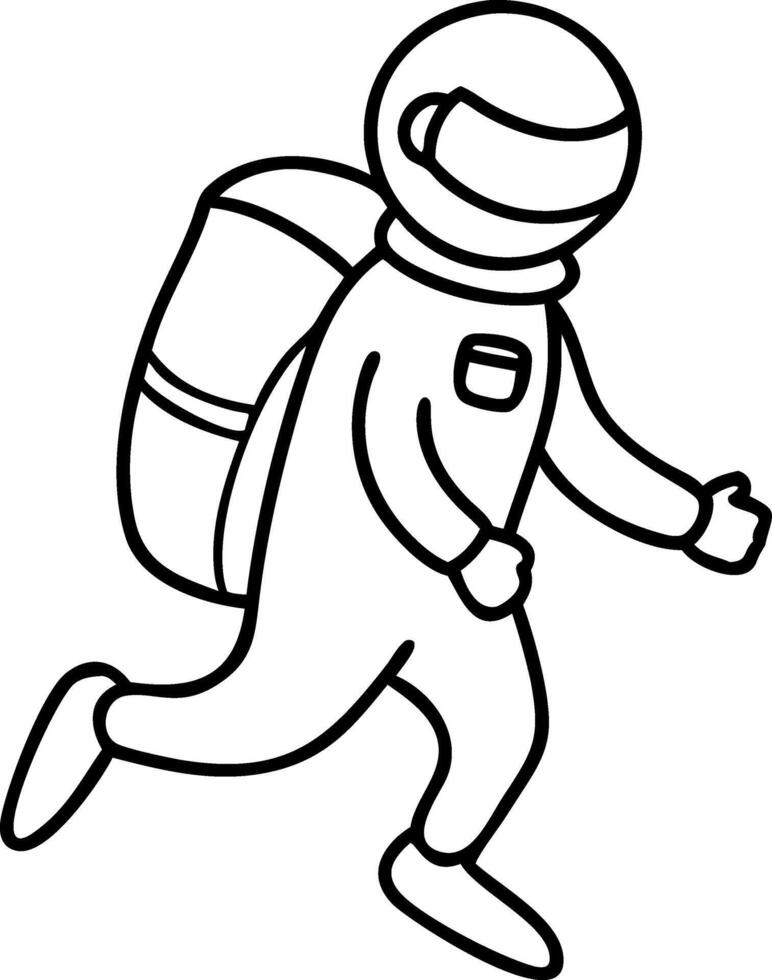 Outline Astronaut Illustration for Educational Design and Coloring Books vector
