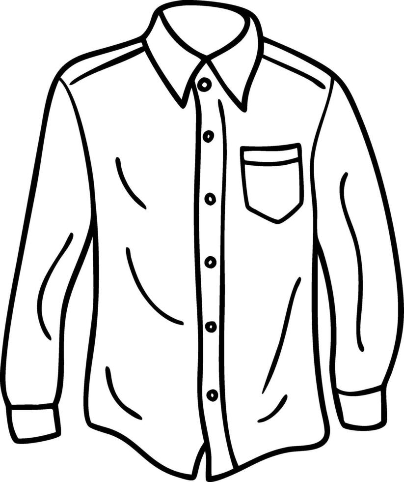 Outline Drawing of Long Sleeve Shirt with Pocket for Fashion Design and Coloring vector