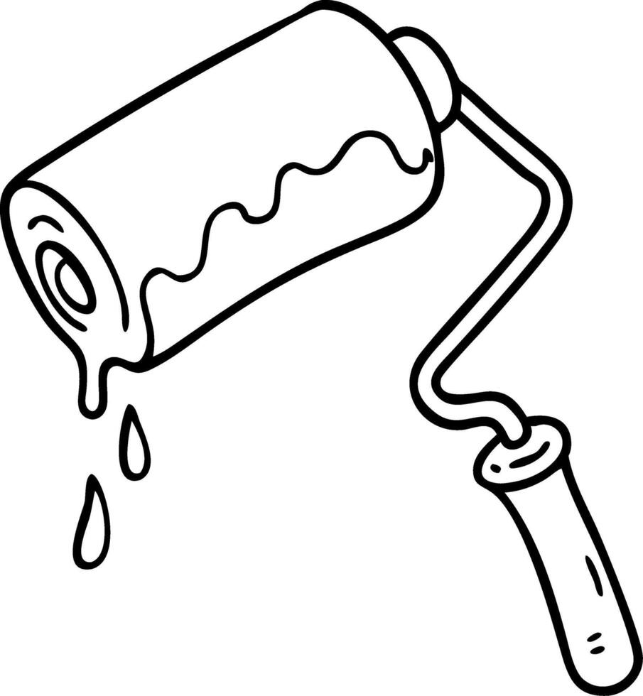 Paint Roller Dripping Ink Illustration for Creative Design Projects vector