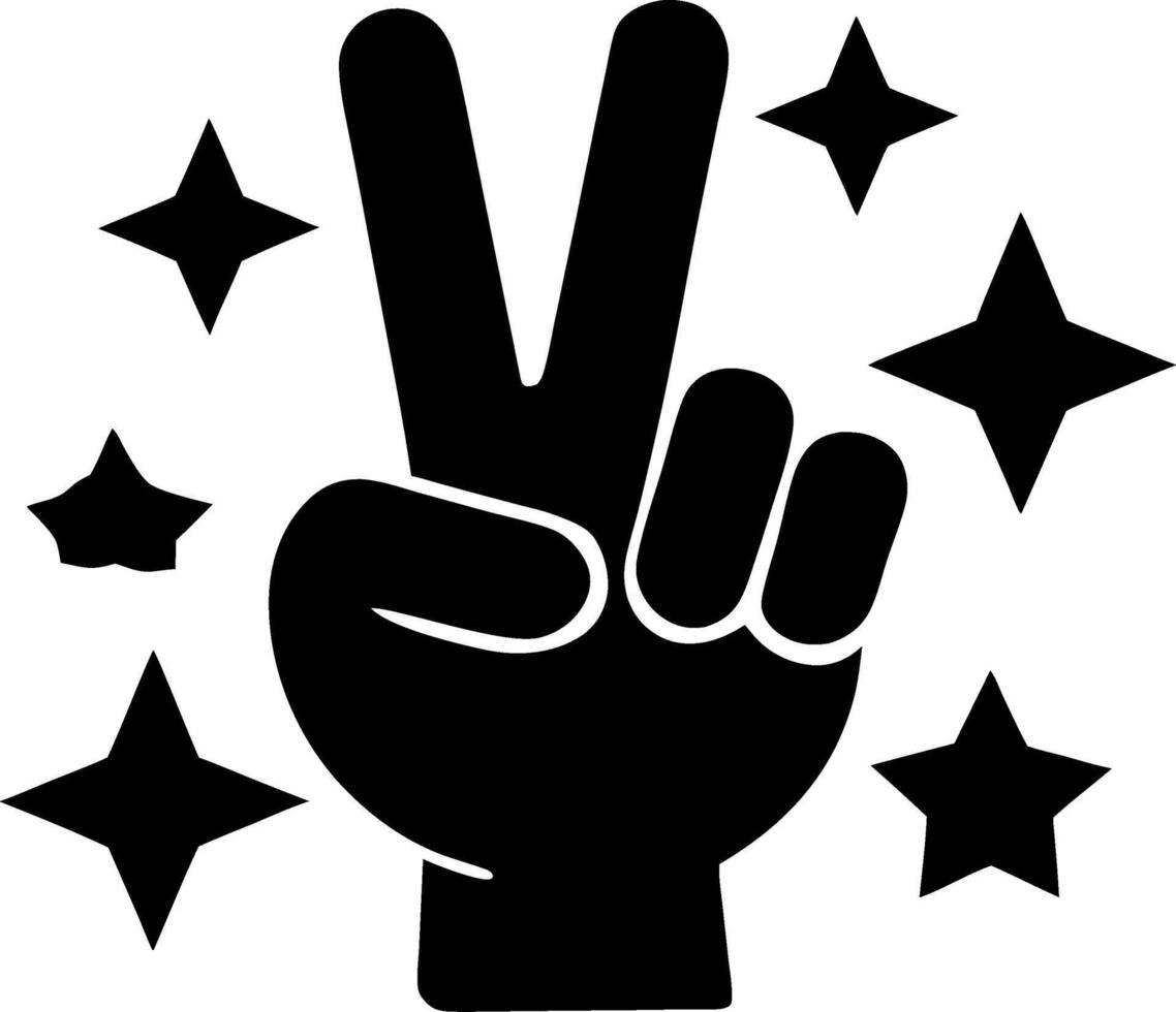 Peace Hand Gesture with Star Accents for Design and Decoration vector