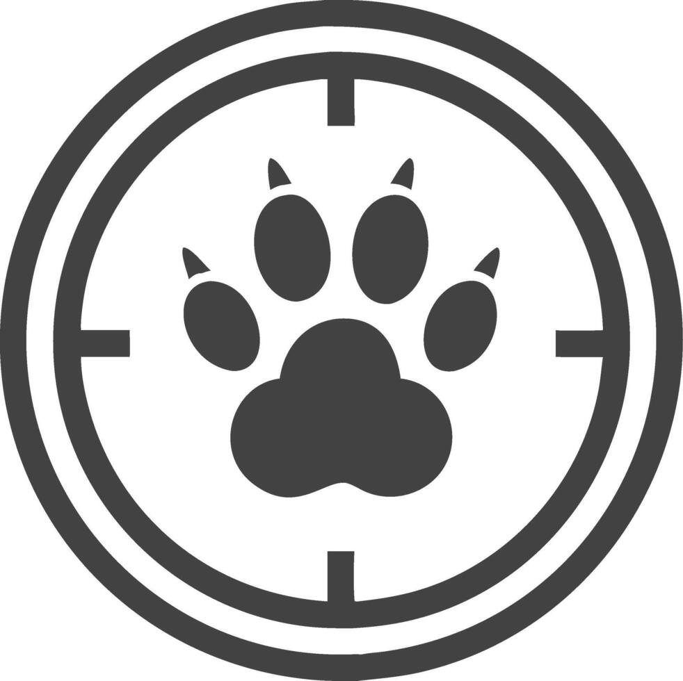 Paw Print Target Animal Tracking or Logo Design for Pet Care and Wildlife vector
