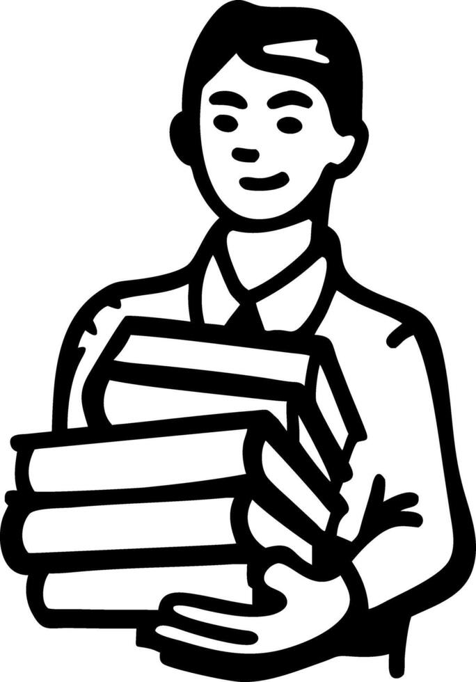 Person Carrying Books Illustration for Educational and Library Themes vector