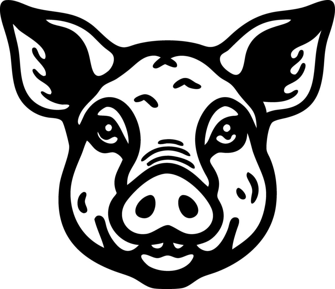Pig Head Illustration Farm Animal Design for Tattoo and Coloring Book vector