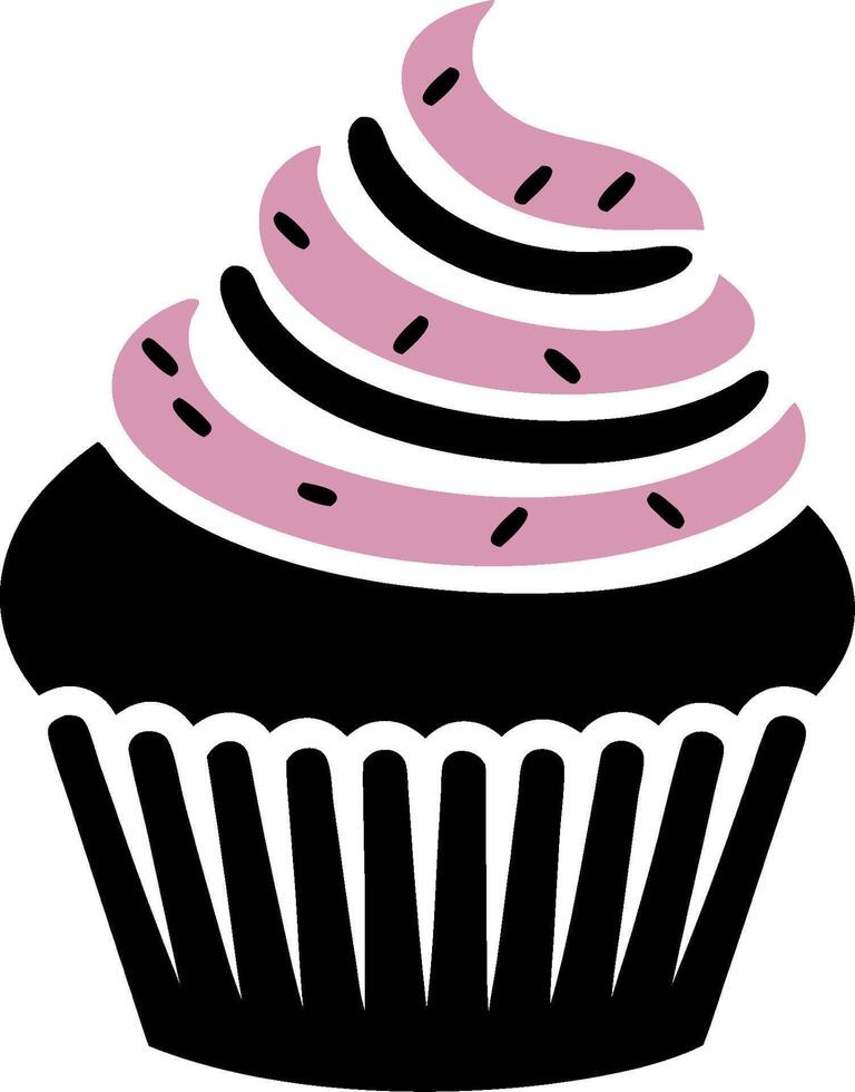 Pink Frosted Cupcake Ideal for Bakery Branding and Dessert Illustrations vector