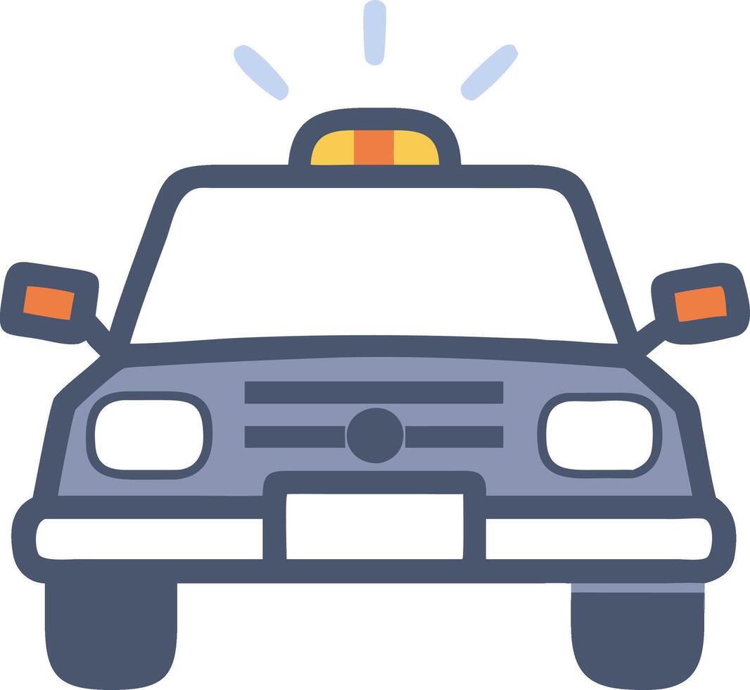 Police Car Illustration with Flashing Lights and Sirens for Graphic Design and Education vector