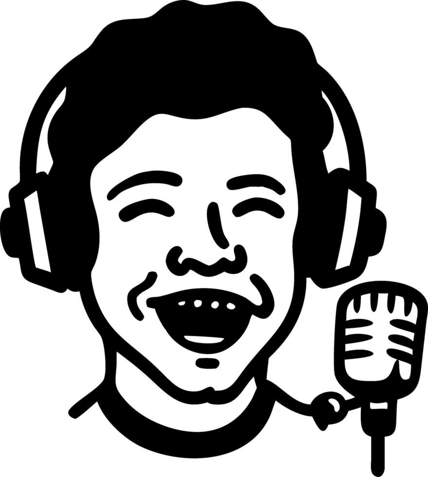 Podcast Host Art with Headphones and Microphone for Creative Designs vector