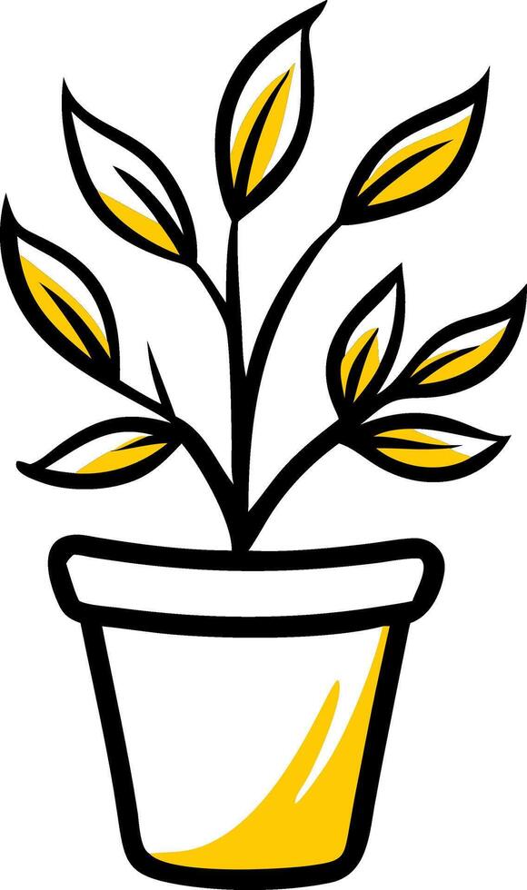 Potted Plant with Yellow Leaves Illustration for Decor and Design vector