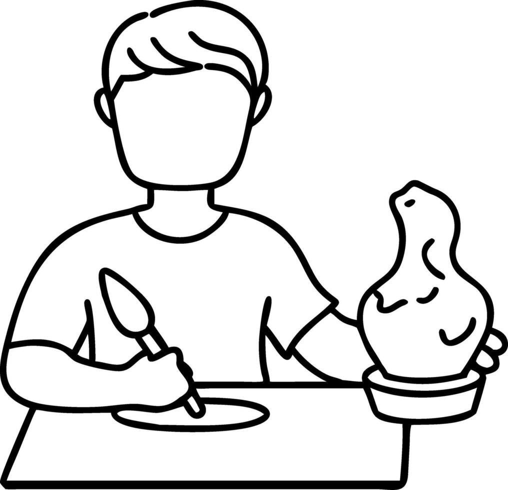 Pottery Crafting Illustration Art Student Sculpting Clay Vessel vector