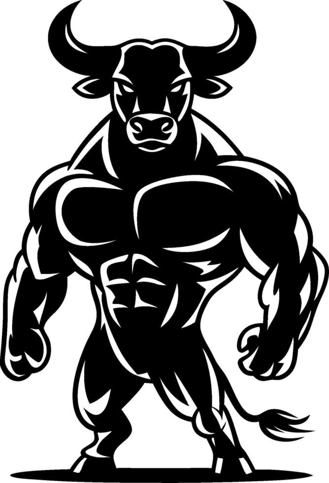 Powerful Muscular Bull Illustration for Tattoo and Design Use vector
