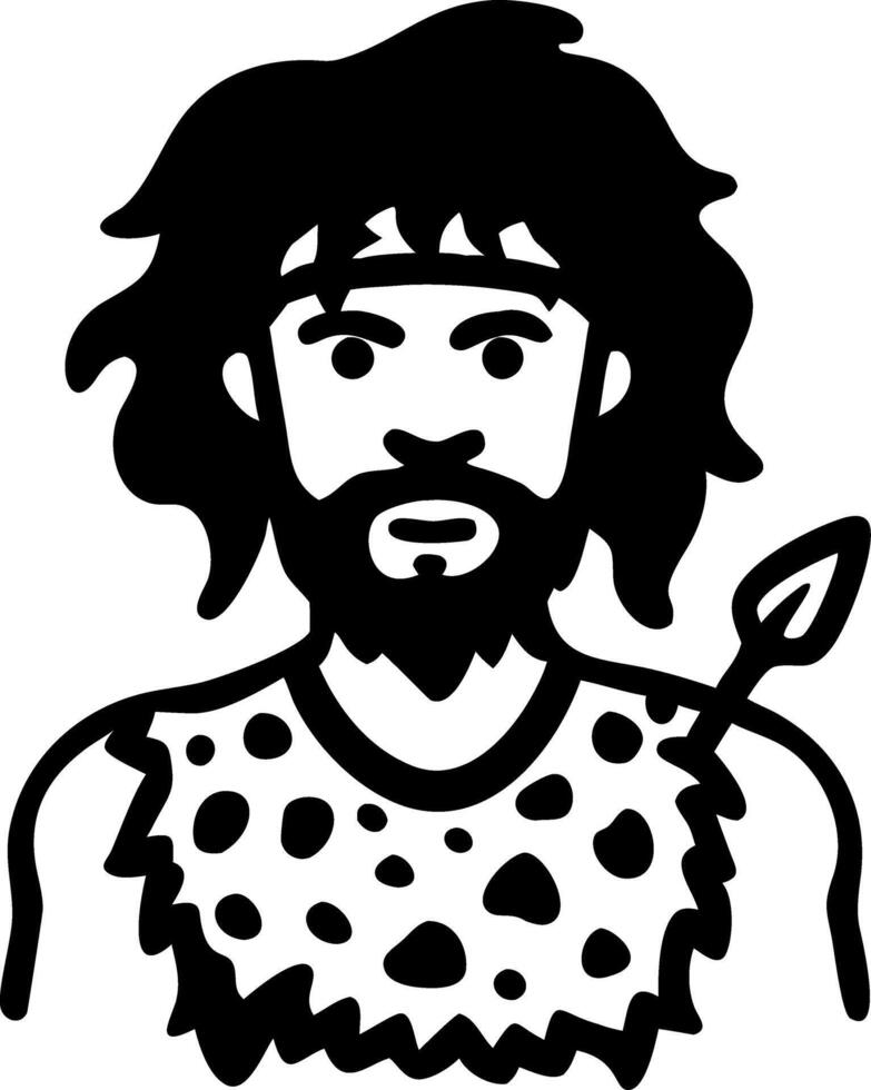 Primitive Caveman Illustration with Spear and Animal Skin Design vector