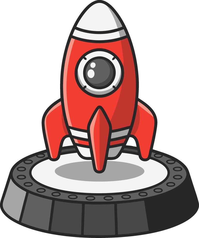 Red Rocket Ship Illustration for Kids and Educational Use vector