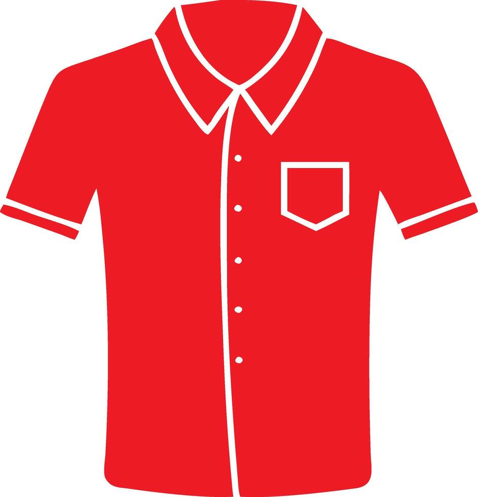 Red Short Sleeve Button-Up Shirt Illustration for Design and Fashion Projects vector