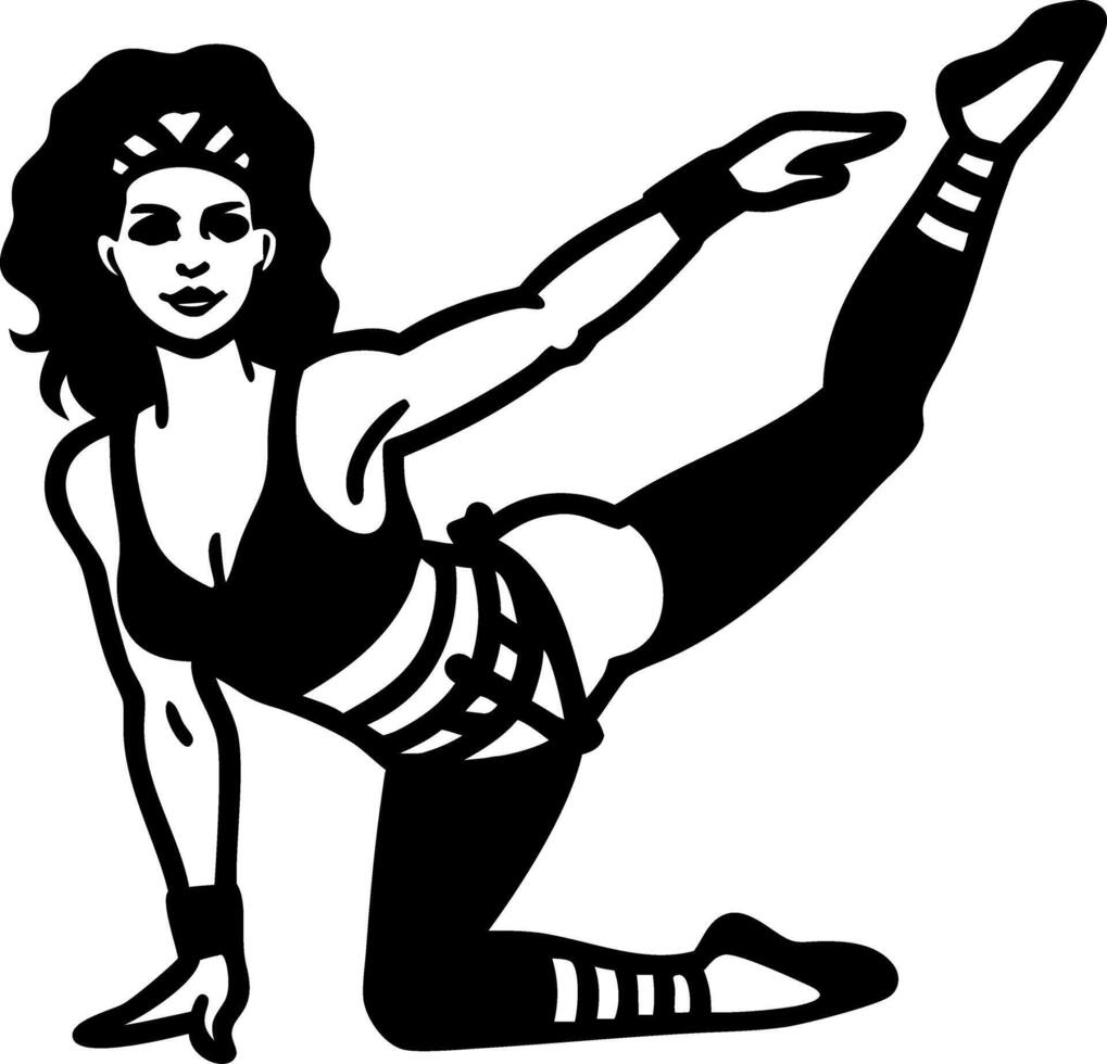 Retro Fitness Woman High Kick Silhouette for Gym and Dance Art vector