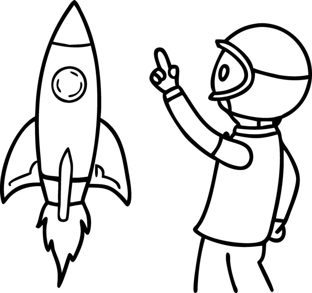 Rocket Launch with Astronaut Kid Illustration for Education and Creativity vector