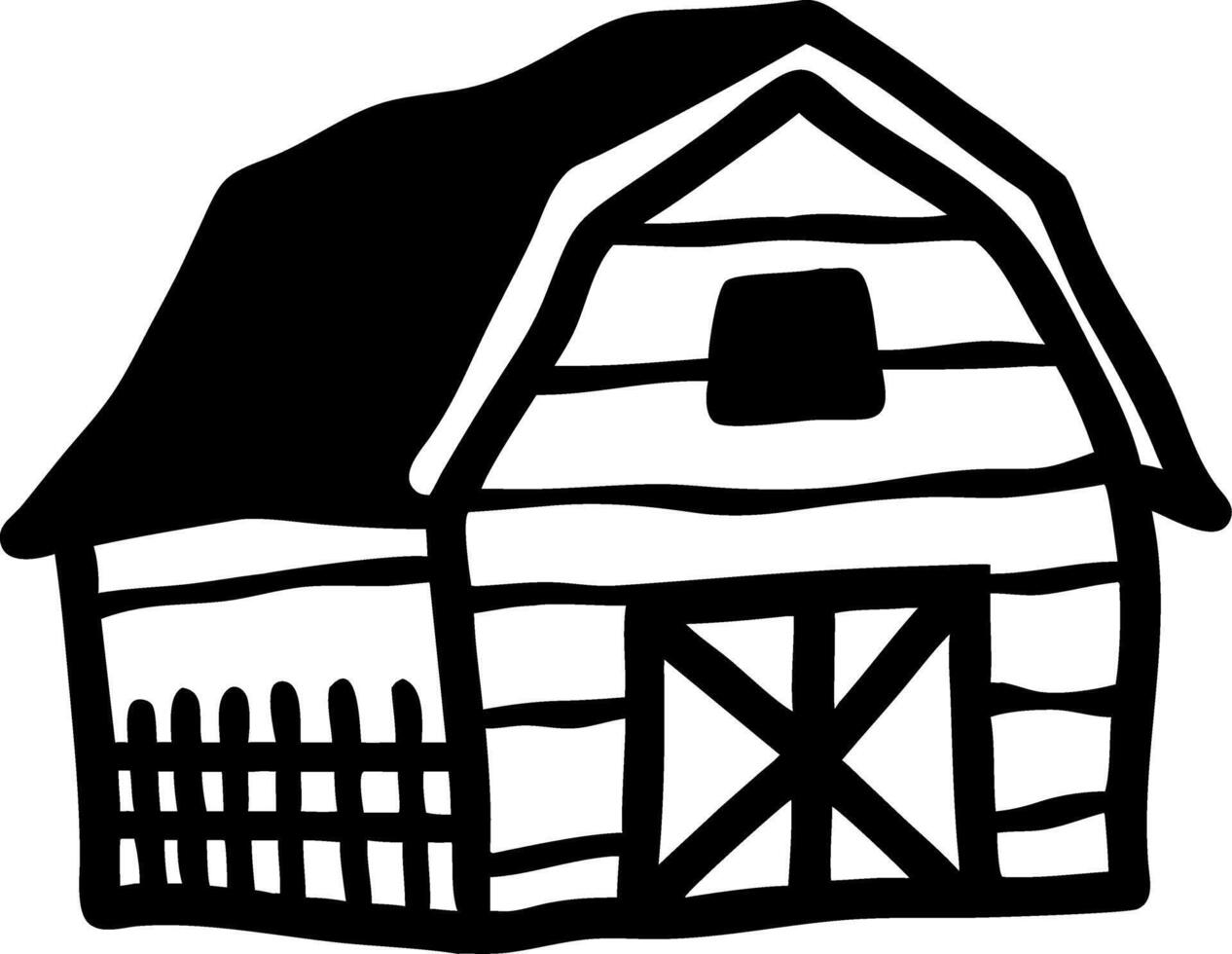 Rustic Barn Silhouette Illustration for Farm Rural Decor and Design Projects vector