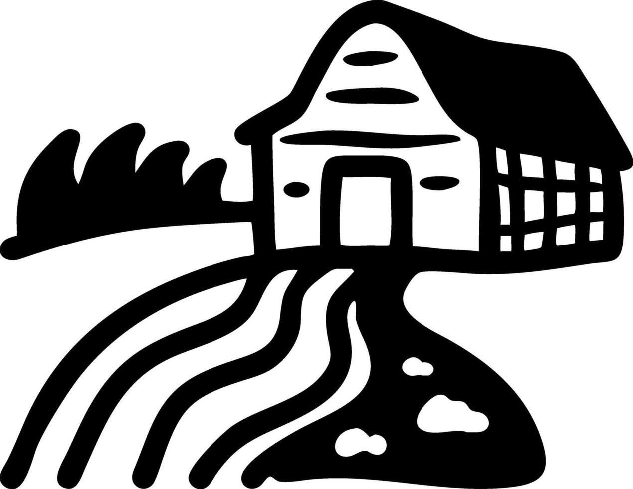 Rustic Farmhouse Landscape Illustration for Design Projects vector