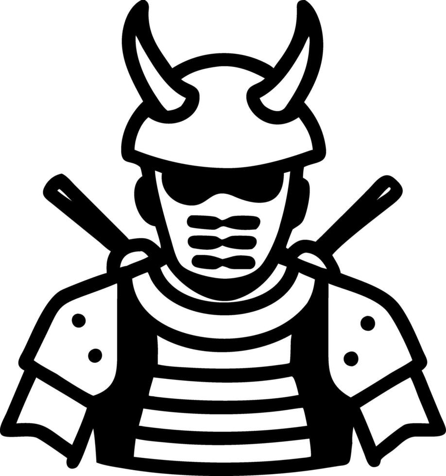 Samurai Warrior Armor with Helmet and Swords Illustration vector