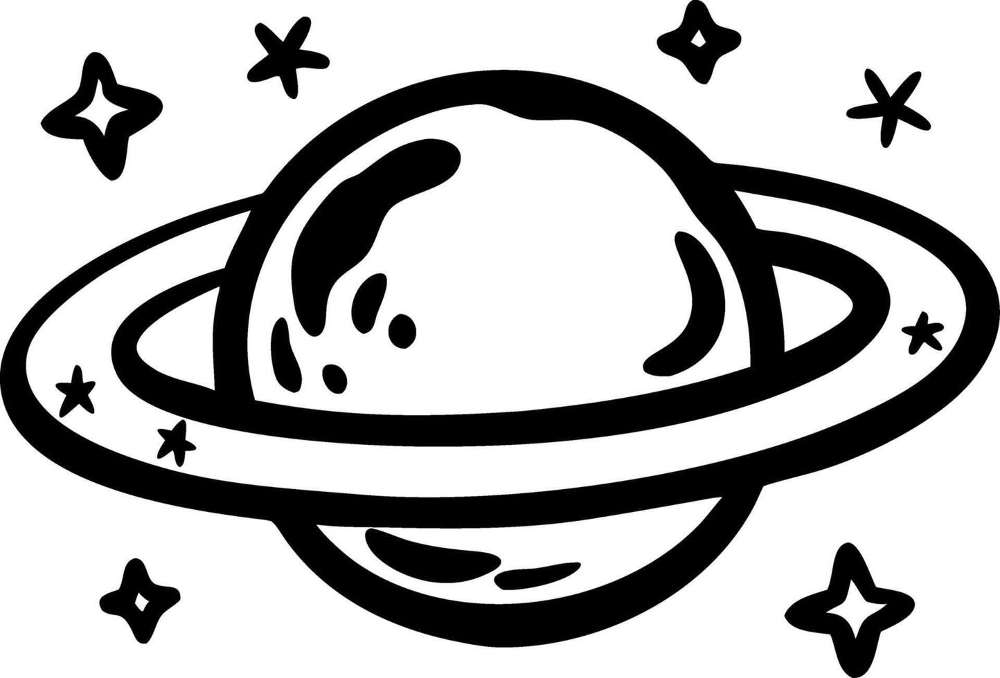 Saturn Planet Illustration Space Art Perfect for Tattoos and Coloring Books vector