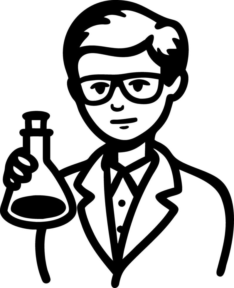 Scientist Holding Beaker Illustration for Education and Design vector
