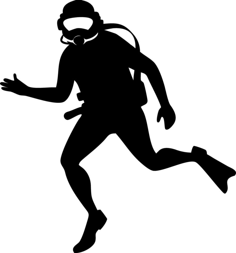 Scuba Diver Silhouette Adventure Illustration for Marine Themes and Graphics vector