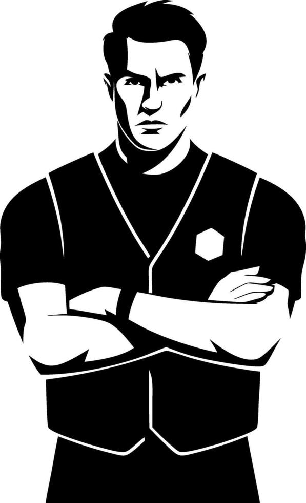 Security Guard Illustration Arms Crossed Serious Expression vector