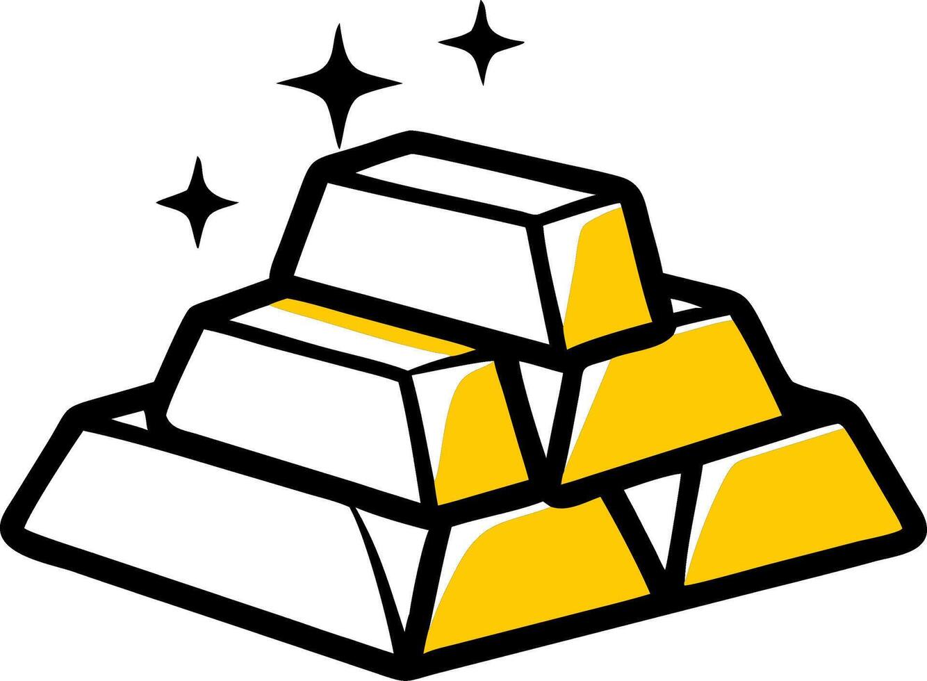 Shiny Gold Bars Illustration with Sparkles for Wealth and Investment Themes vector